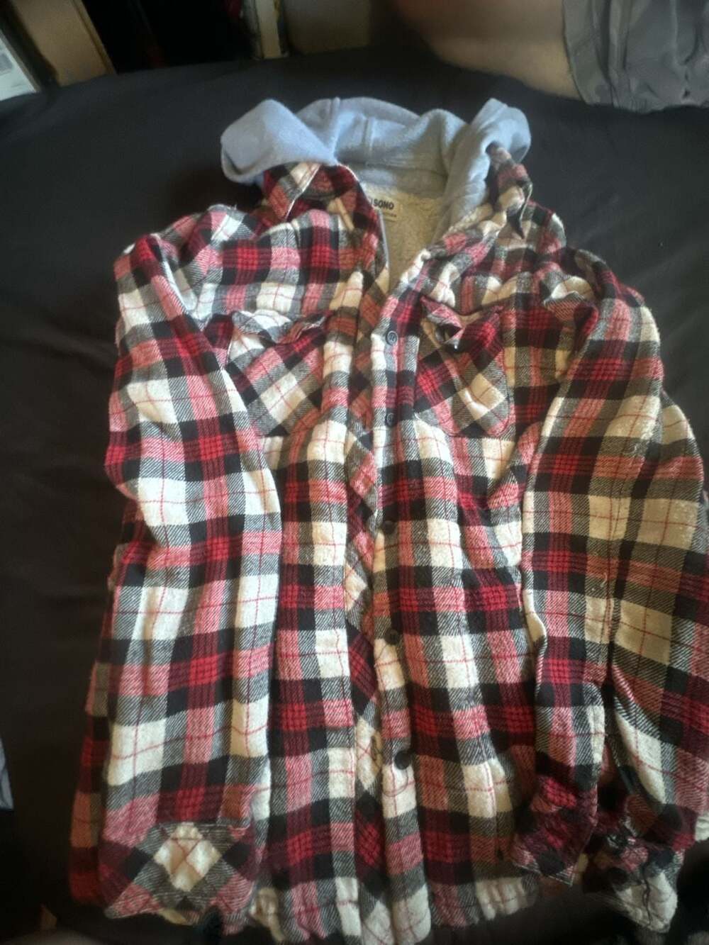 Cisono Plaid Collection Sherpa Lined Hooded Flannel Shirt Jacket